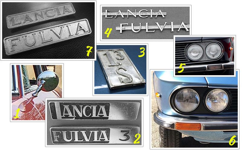 Scritte e badge identificativi, la calandra della Lancia Fulvia Coupé 2a- 3a serie