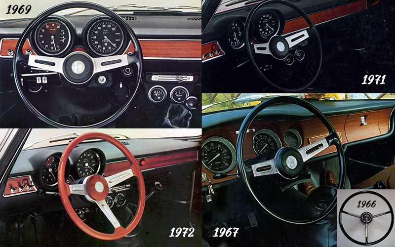 il cruscotto dell'Alfa Romeo GT Junior del 1967, 1969, 1971 e 1972.
