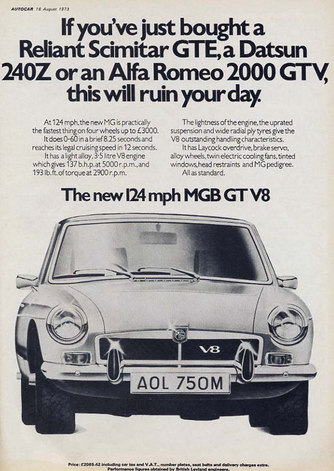MGB GT V8 - fotografia e pubblicità dell'epoca