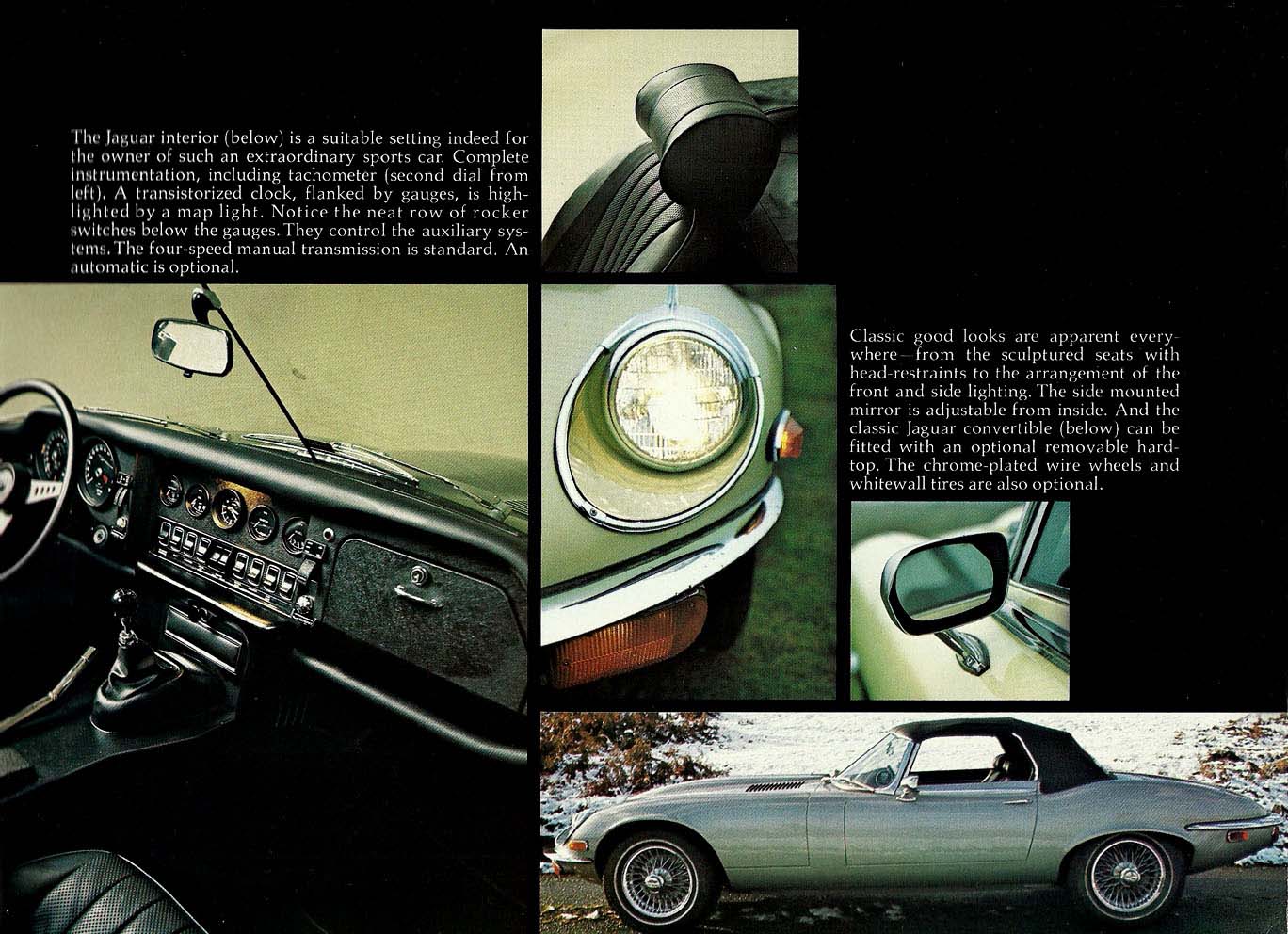 estratto brochure, interni Jaguar E-Type V12
