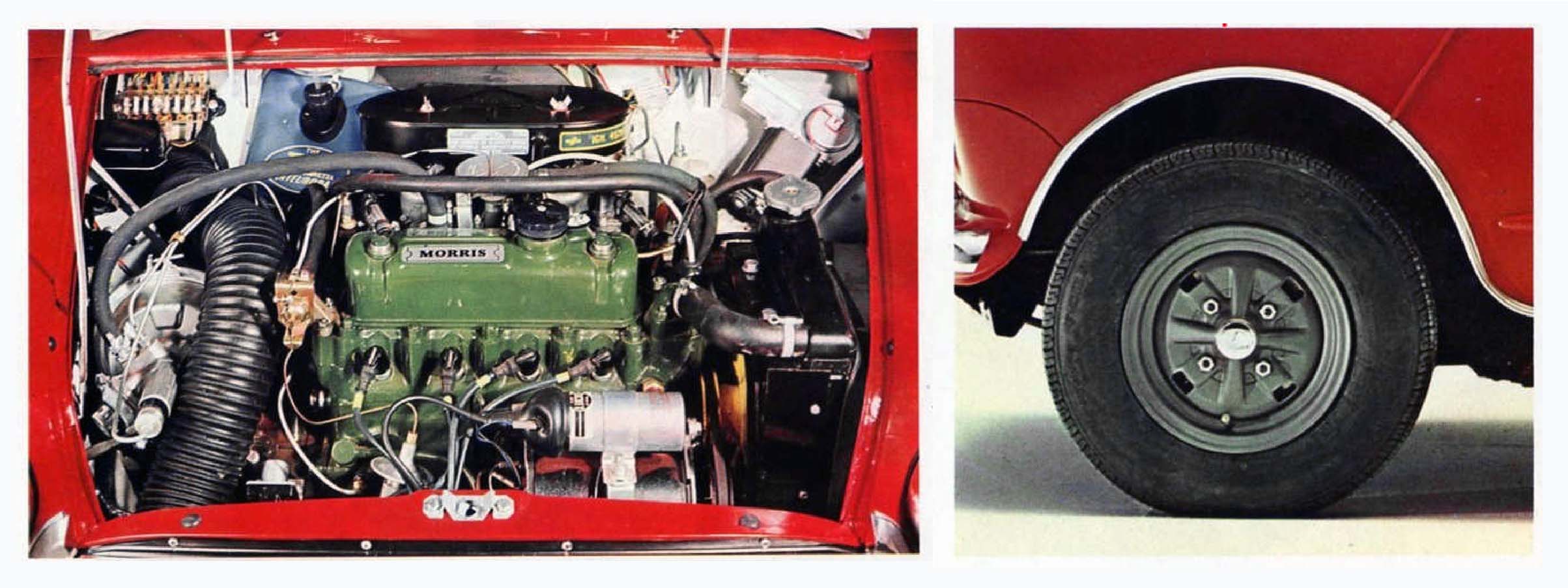 vano motore e cerchi originali della Innocenti Mini Cooper MK2