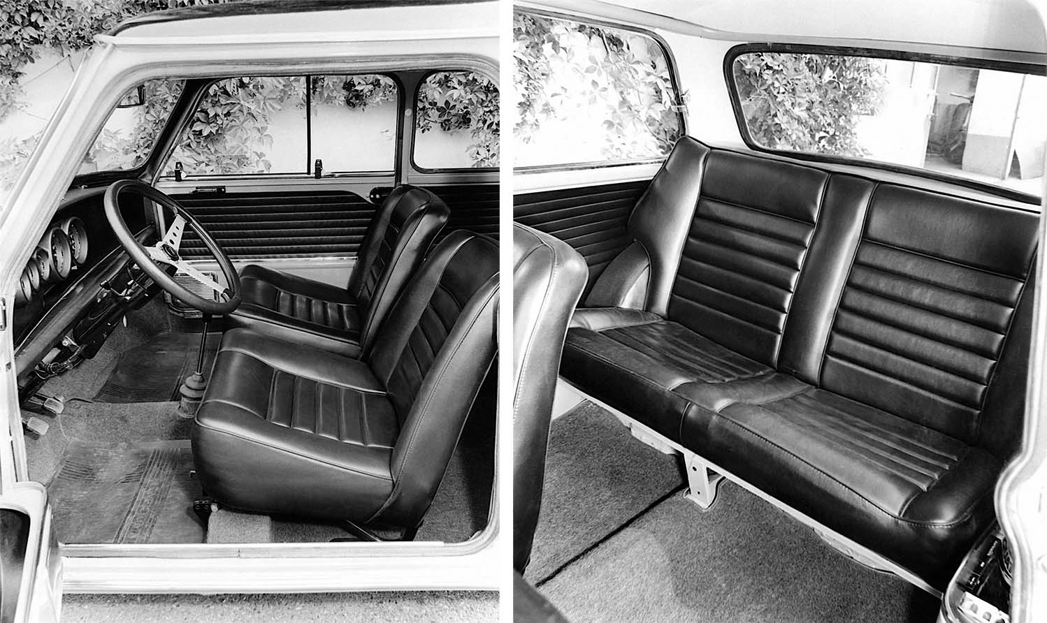 Gli interni della Innocenti Mini Cooper MK2 e i sedili originali