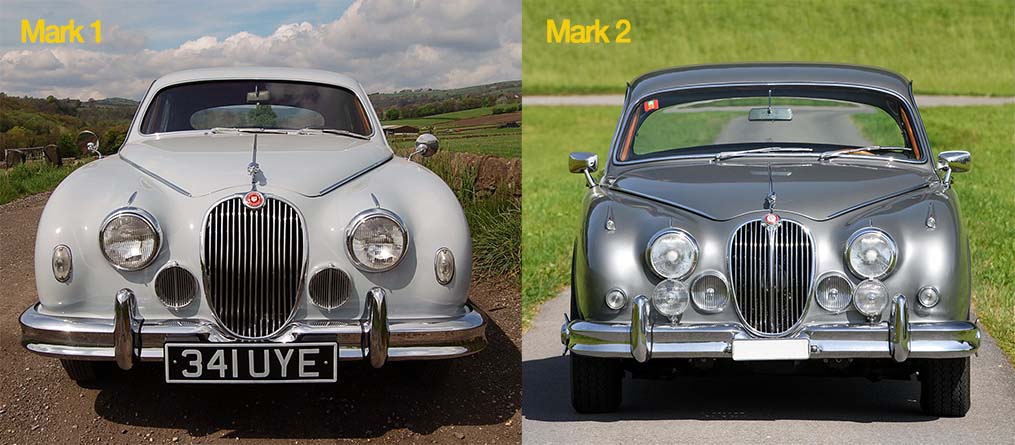 Le differenze tra Jaguar Mark 1 e Jaguar Mark 2 - vista frontale