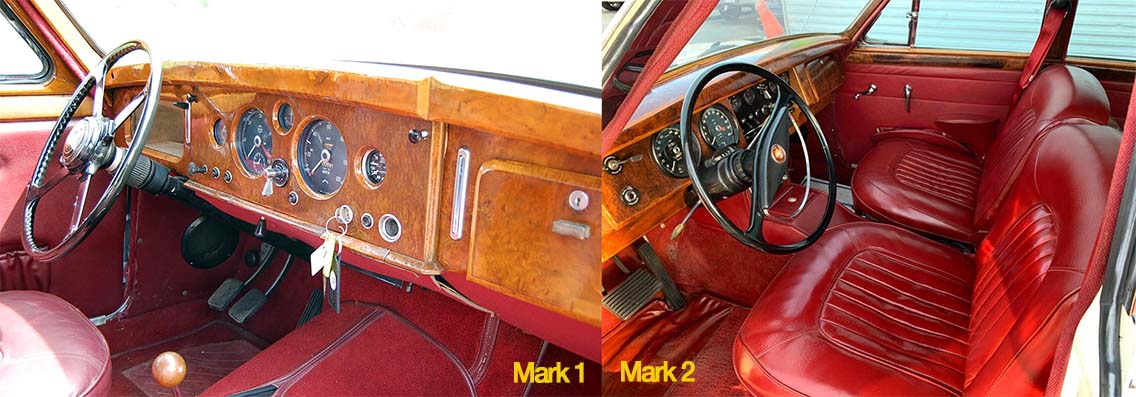 Le differenze negli interni della Jaguar Mark 1 e Jaguar Mark 2