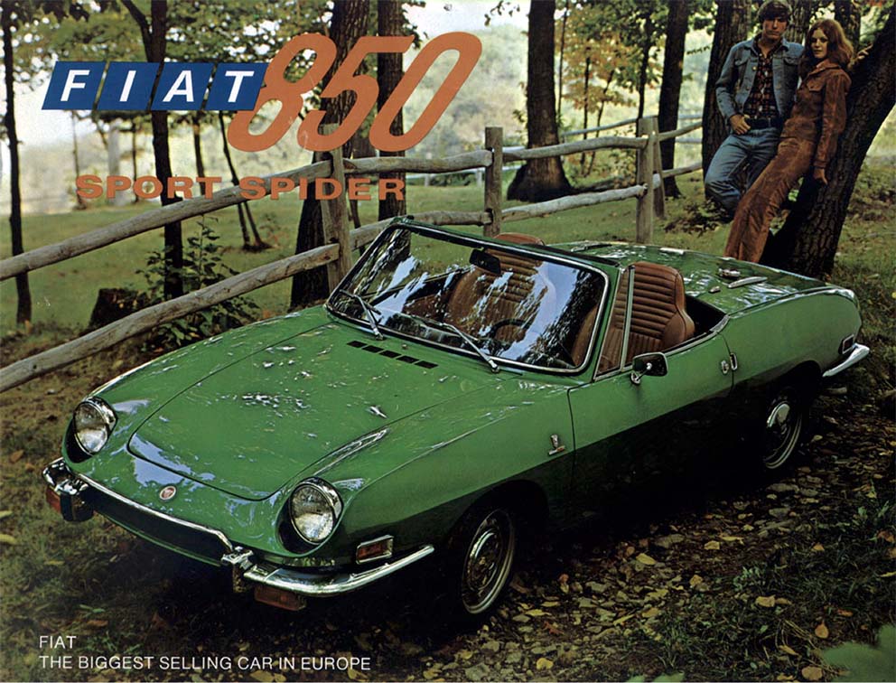 Fiat 850 Sport Spider America colore verde inglese - Immagini brochure
