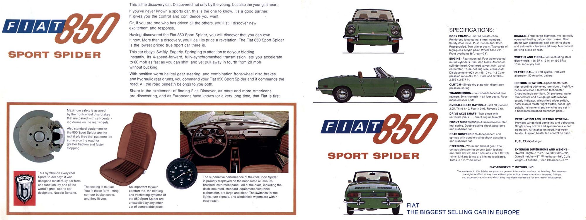 dettagli brochure Fiat 850 Sport Spider America