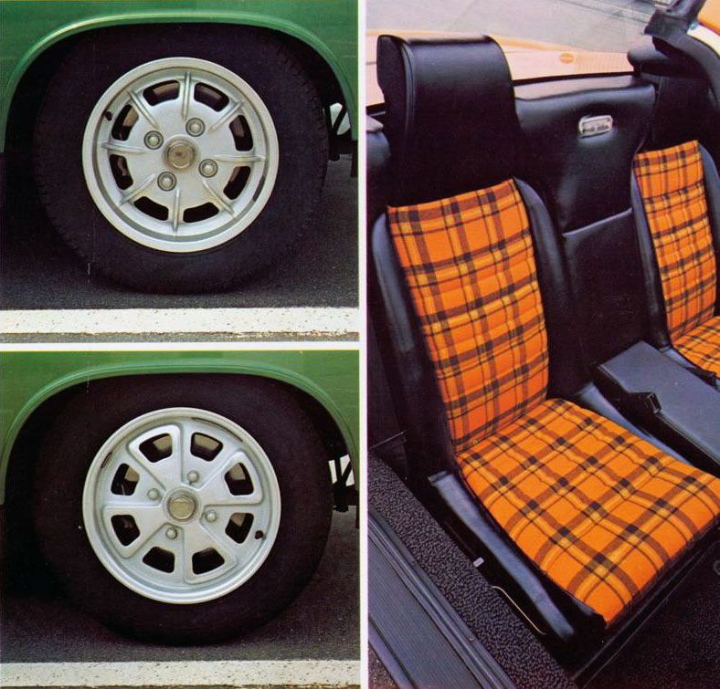 Immagini estratte da brochures Porsche 914: i cerchi e alcuni dettagli (1975)