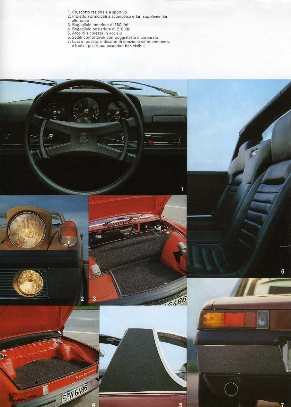 Porsche 914: brochure italiana del 1970 - dettagli degli interni