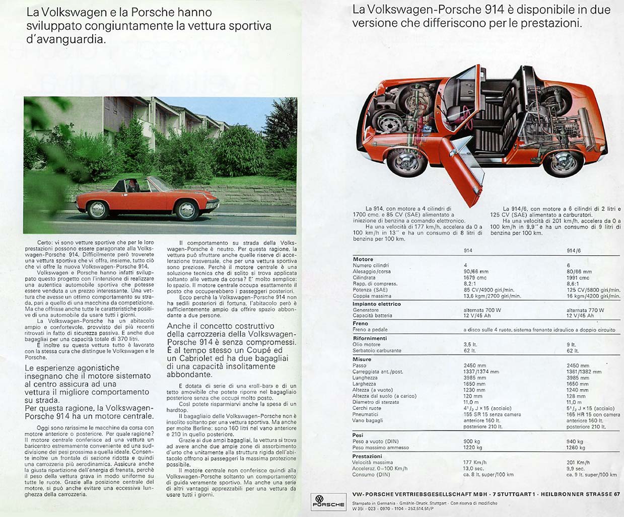 Porsche 914: brochure italiana del 1970