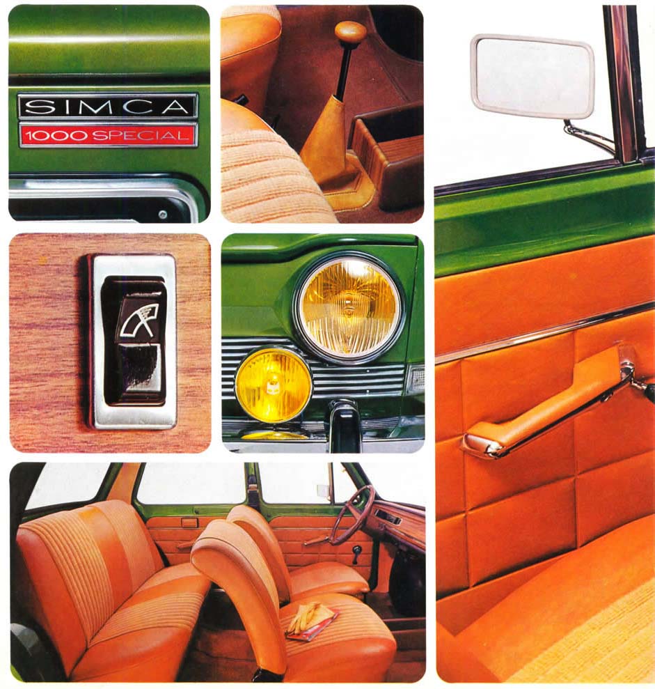 Gli interni di Simca 1000 Special del 1974