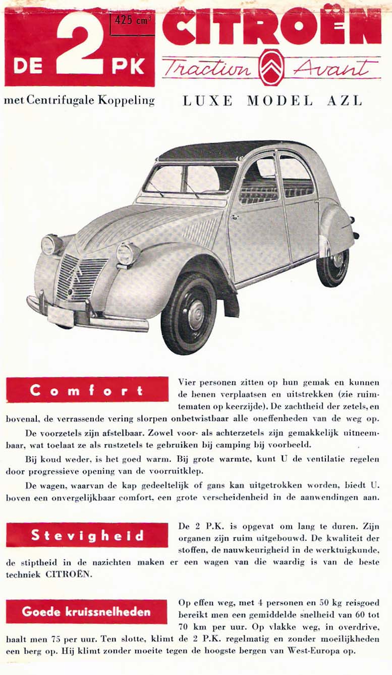 Brochure Citroen 2CV AZL per il mercato belga pagina 3