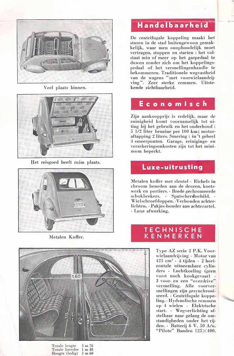 Brochure Citroen 2CV AZL per il mercato belga pagina 2