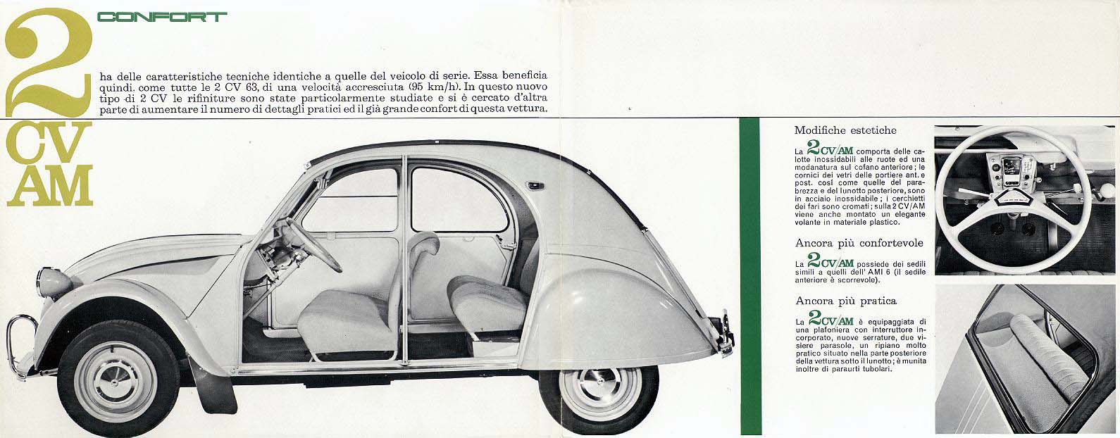 Brochure italiana della Citroen 2CV AZAM di fine 1963 pagina 2 - 3