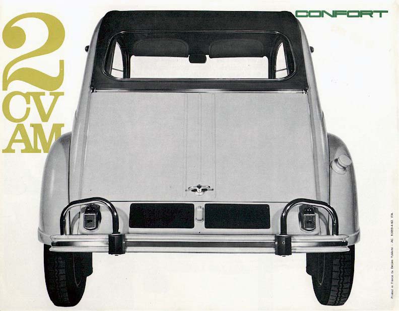 Brochure italiana della Citroen 2CV AZAM di fine 1963 pagina 4 (retro vettura)