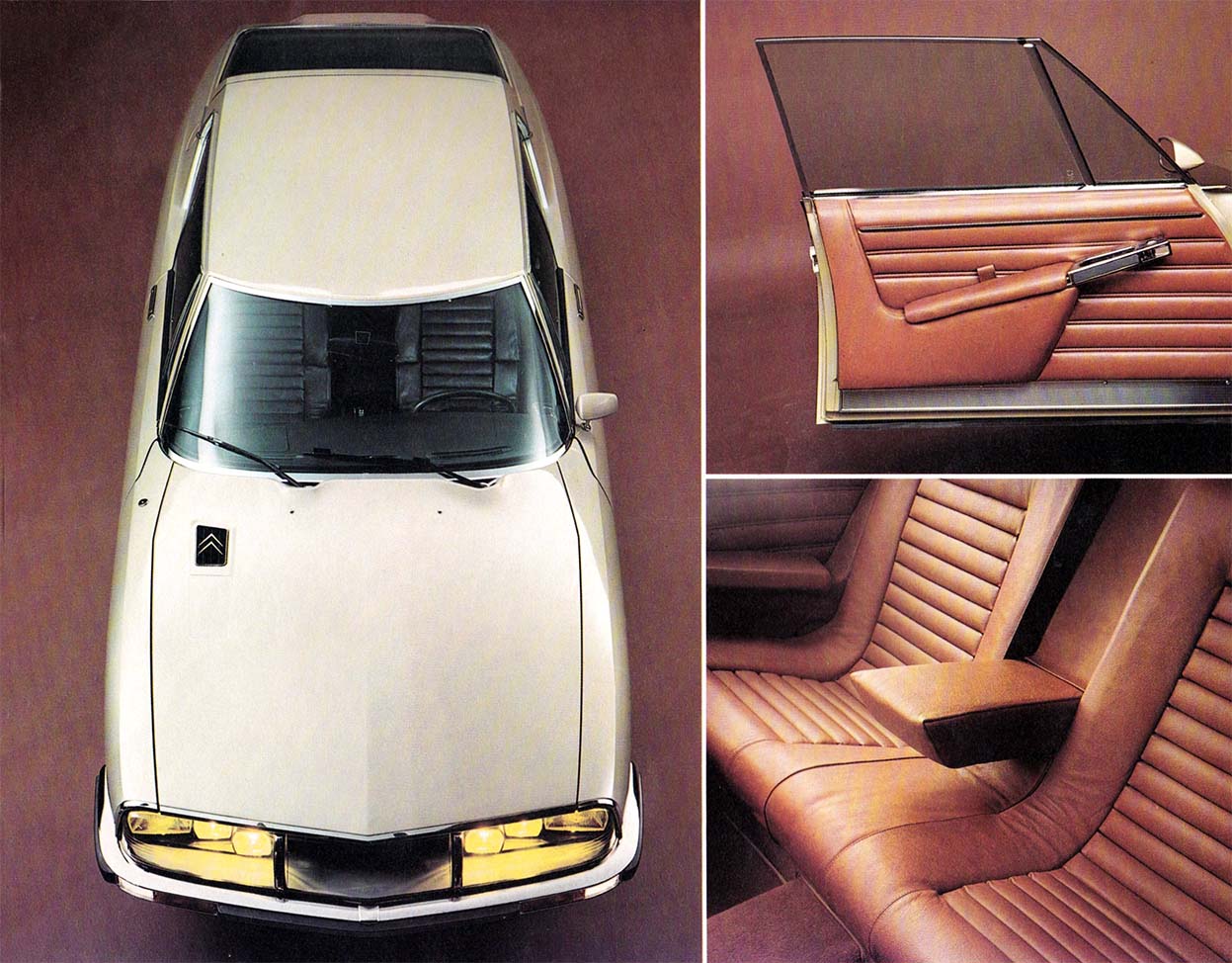Immagini tratte dalla brochure dove si possono vedere gli interni e i sedili della Citroën SM